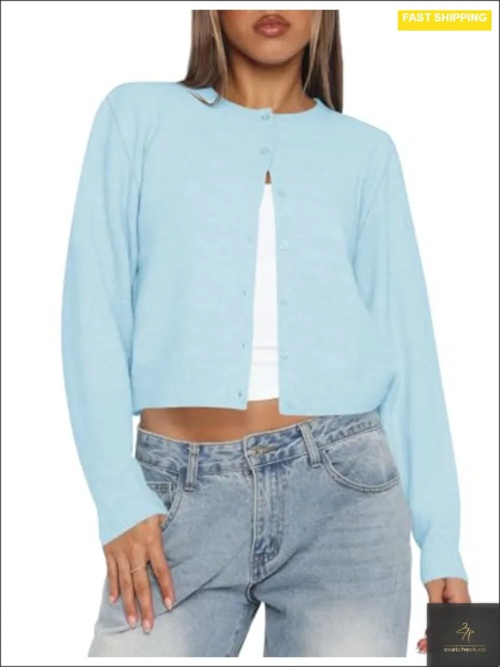 Womens Cropped Cardigan Sweater Lightweight Long Sleeve Button Up Knit Cardigan